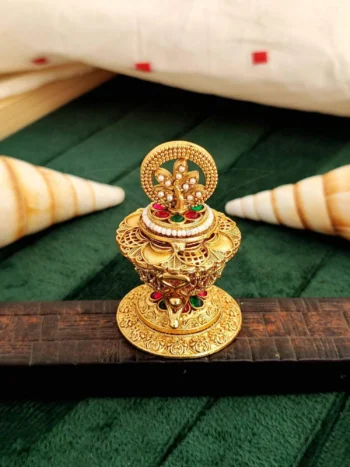 fancy sindoor gifting box, antique gold floral