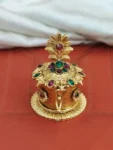 Hindu rituals sindoor box, gold with flower design
