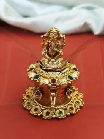 Ganesh sindoor gift box, gold Ganesha idol