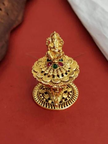 antique Ganesh sindoor box, gold with Ganesha idol