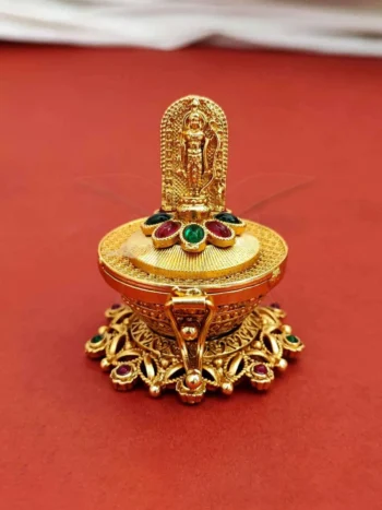 Ram Rajwadi sindoor box, antique gold temple design
