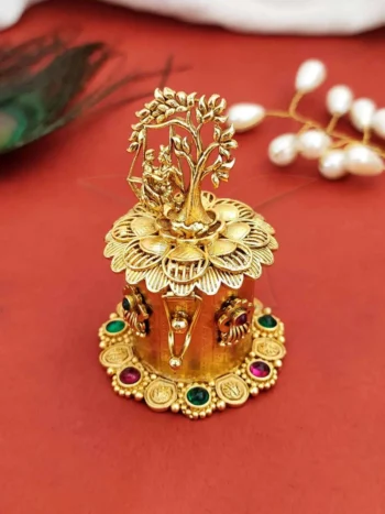 Krishna Swing Sindoor Box (Gold Tree Statue)