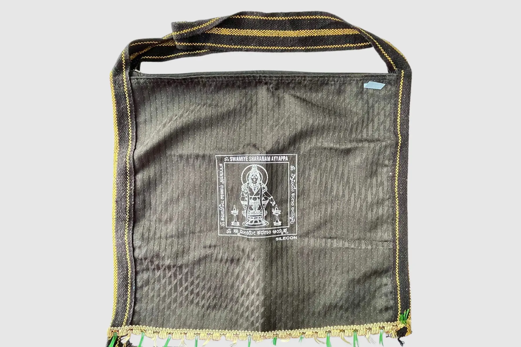 Pumiroots-AyyappanPooja-BAG-1 Ayyappa pilgrimage bag with Ayyappa Swamy print
