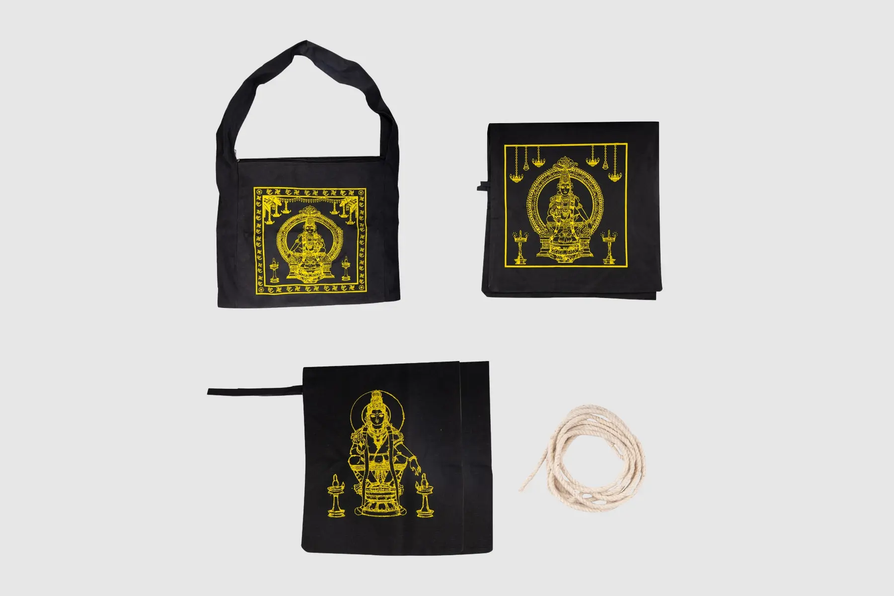Pumiroots-AyyappanPooja-BAG-SET-CIS-BLA-1 Irumudi bag with zip, 3-bag set for Ayyappa pilgrimage