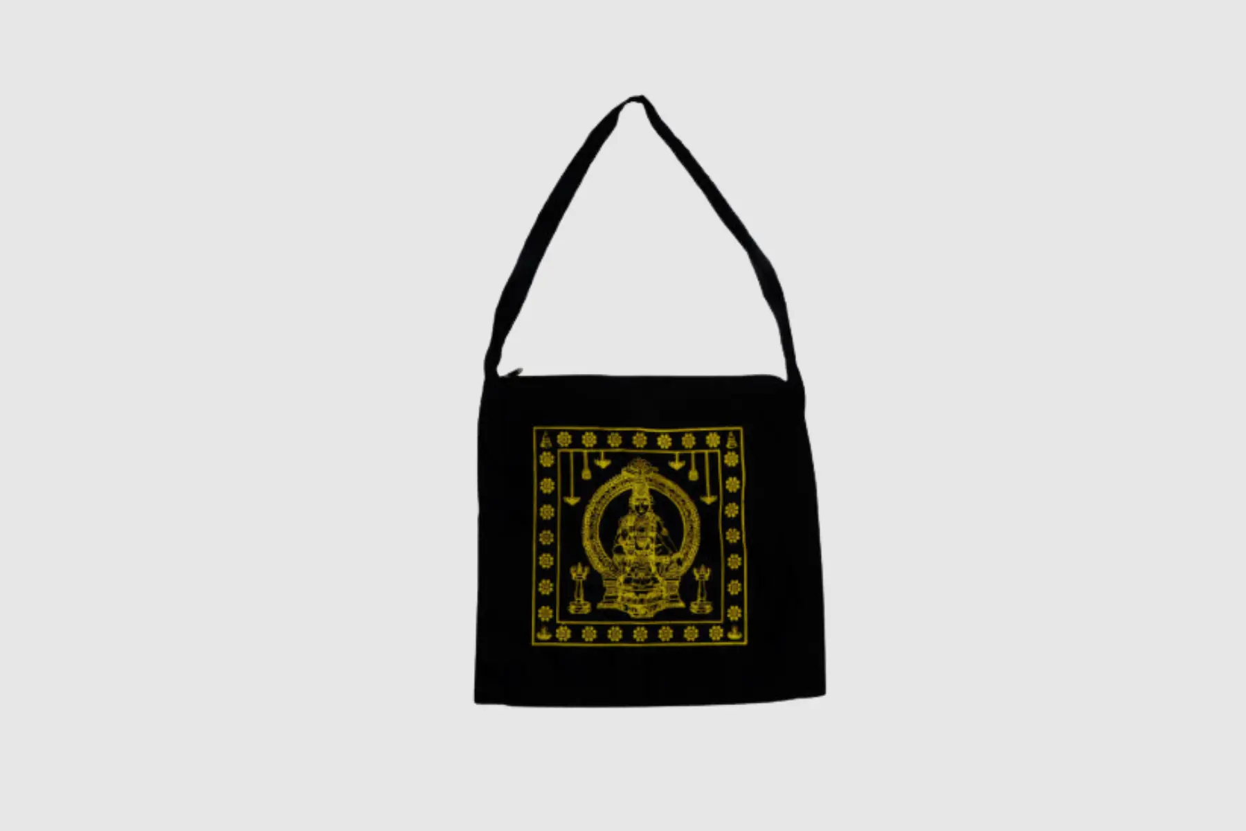 Pumiroots-AyyappanPooja-BAG-SID-BLA-1 black Ayyappa side bag, 15x15 inch personal jolna bag