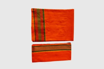 orange dhoti shalya set for Ayyappa pilgrimage