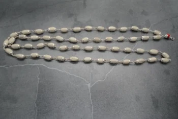 large tulsi japa mala with silver cap, 19.5 inch
