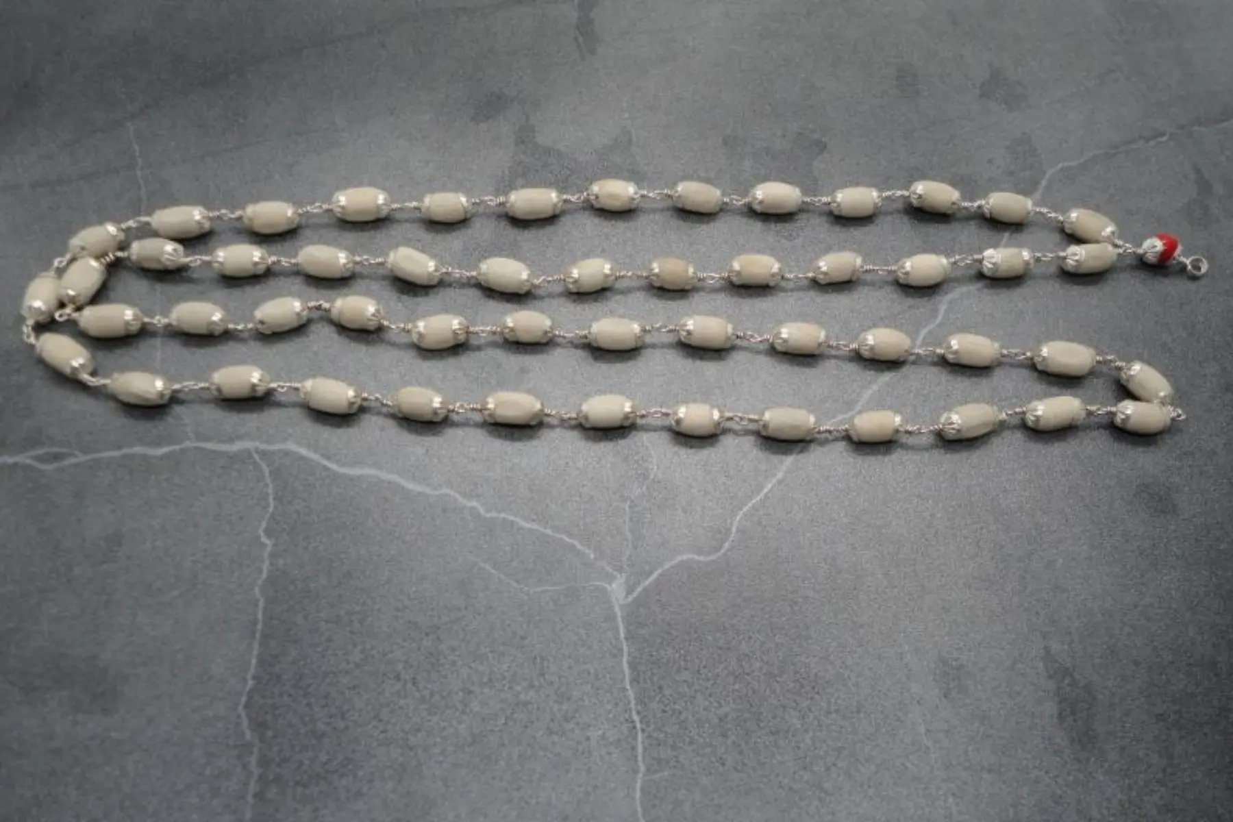Pumiroots-AyyappanPooja-MALA-TULS-C-B-S-1 large tulsi japa mala with silver cap, 19.5 inch