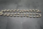 off-white tulsi mala silver cap, 17 inch 108-bead mala