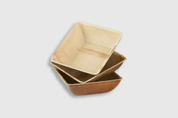 5 inch square bowl for soup, made from palm leaf