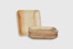 7 inch square plate made from natural palm leaf