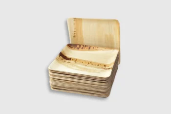 9 inch square plate for dinner, made from palm leaf