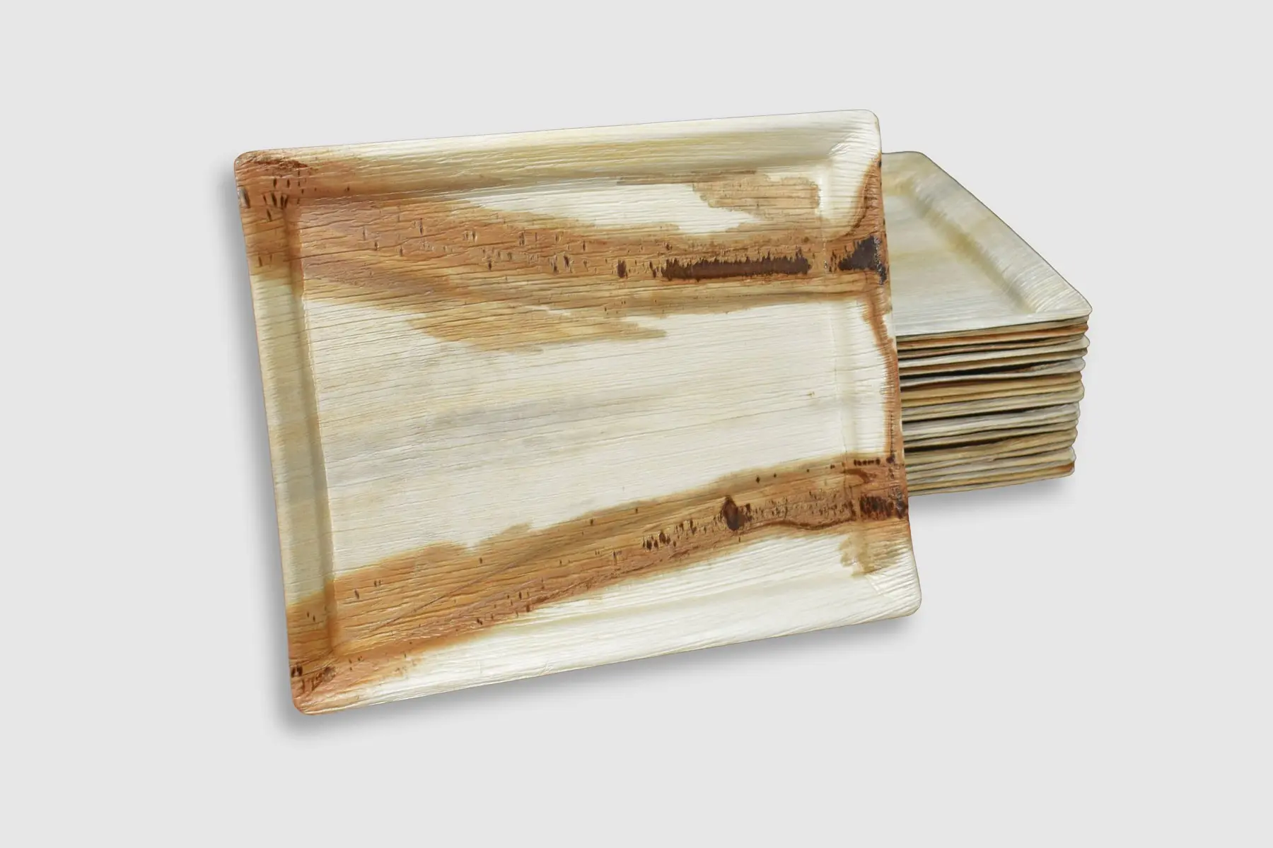 Pumiroots-EcoFriendly-Rectangle-Tray-1 12 inch leaf platter, large rectangular palm leaf tray