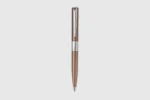 Chrome coffee ball pen with polished silver finish and coffee scent