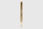 Floral etched ball pen with gold finish and brass body
