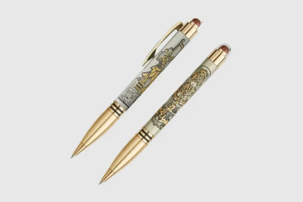 Divine pens with chakra and deity symbolism for mindful writing and spiritual practice