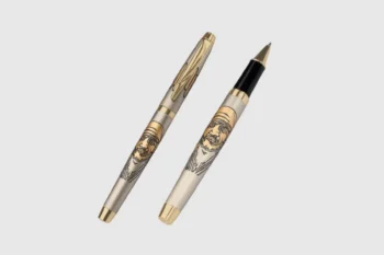 Sai Baba OM pen with crystal top and gold finish