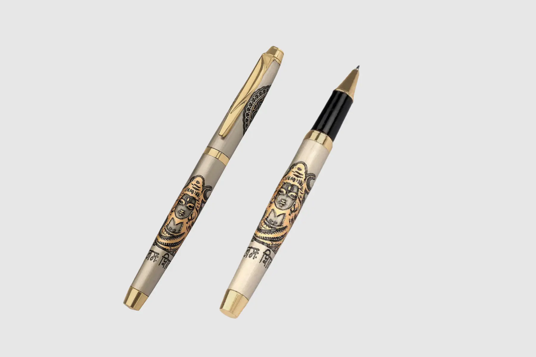 Pumiroots-Pen-SHI-4 Lord Shiva rollerball pen with Trishul and Om engravings